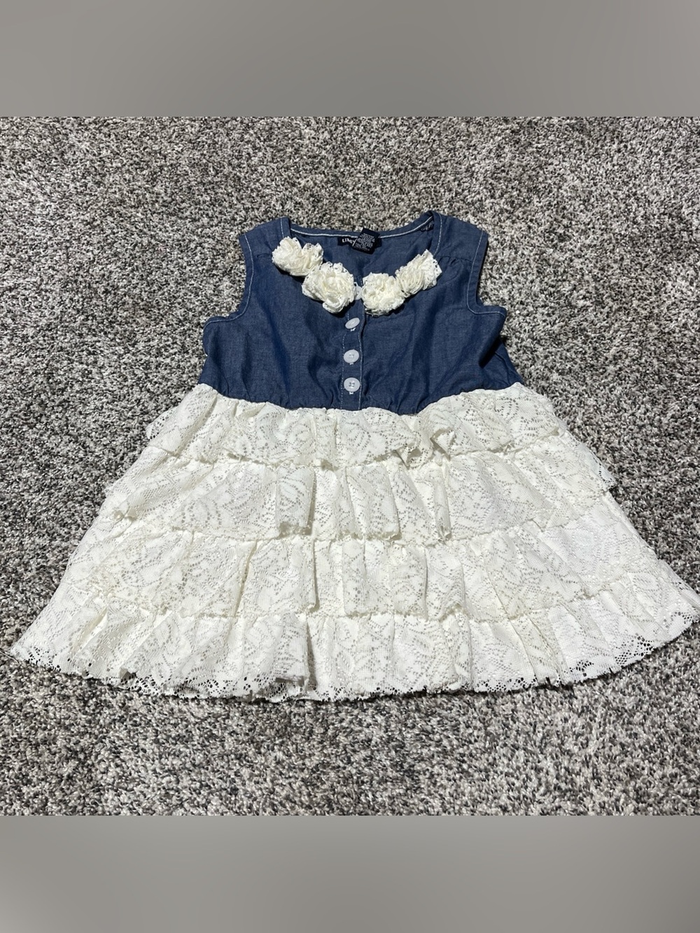 Limited Too Blue And White Floral Lace Ruffle Top/ Dress See Note Size 6x